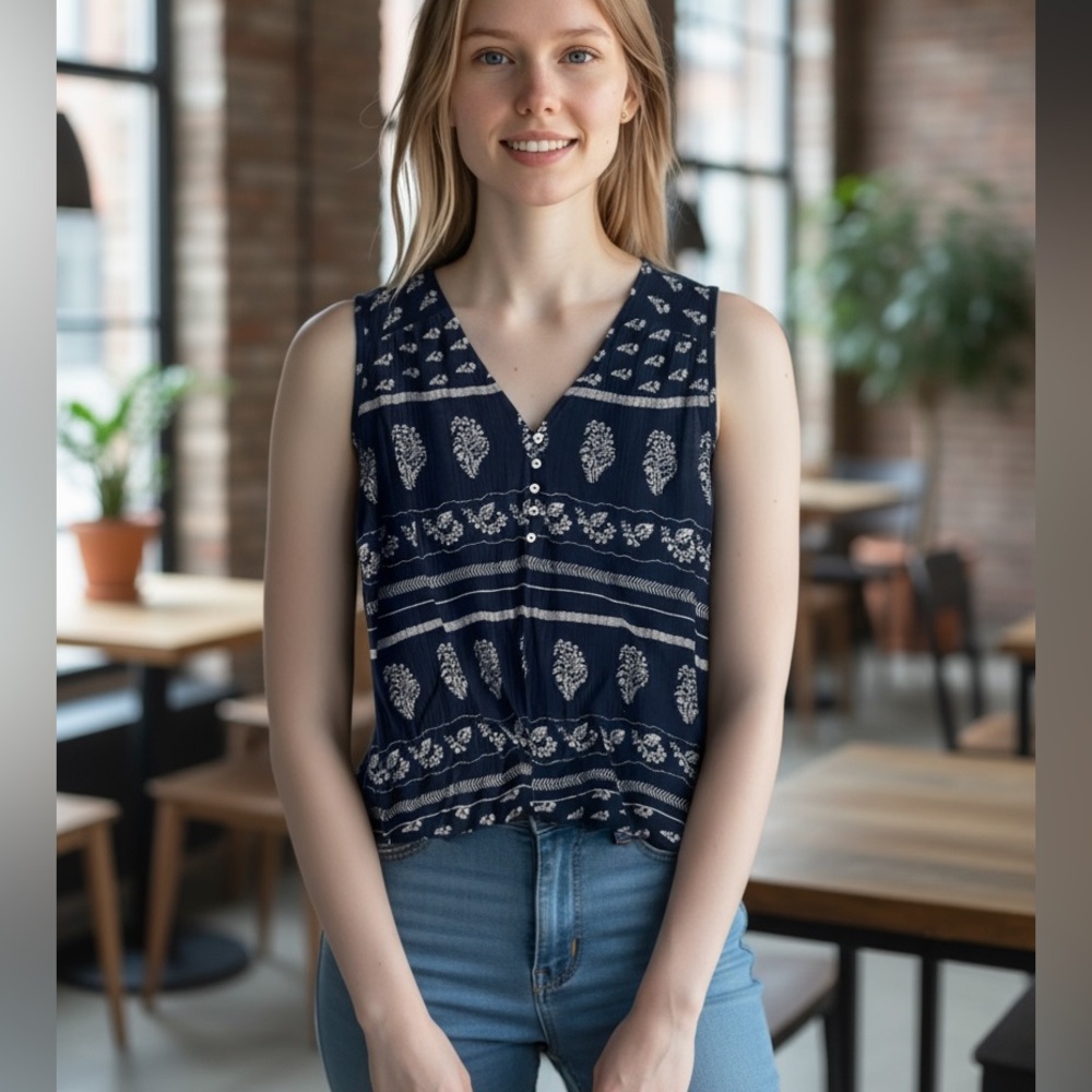 LUCKY BRAND NAVY TOP - Picture 9 of 9